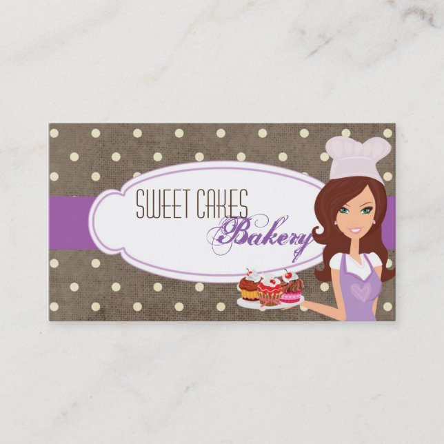 Brunette Purple Brow Baker Cakes Carte de visite (Devant)