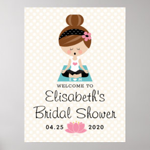 Brunette Yoga Fête des mariées Affiche de bienvenu