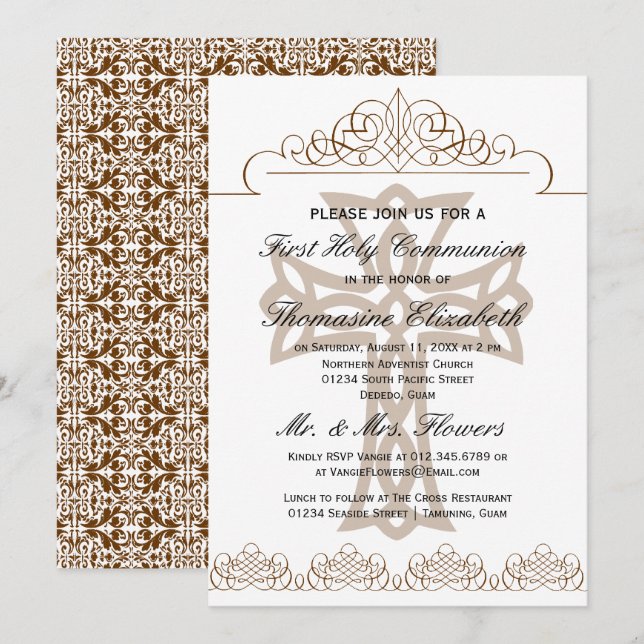 Brunissez les invitations croisées de la première (Devant / Derrière)