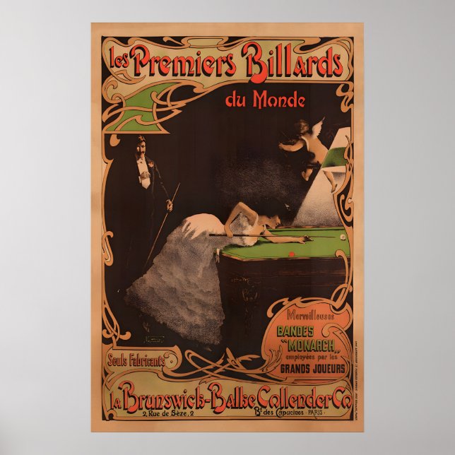 Brunswick Billards Vintage Poster (Devant)