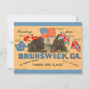 Brunswick Géorgie Vieux drapeaux Carte postale
