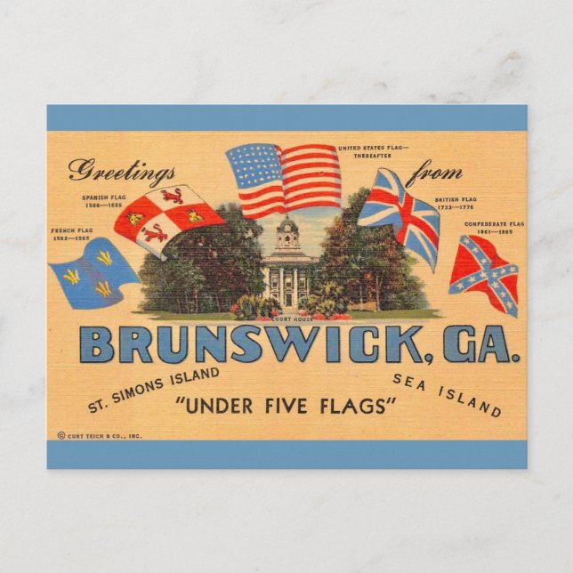Brunswick Géorgie Vieux drapeaux Carte postale (Devant)