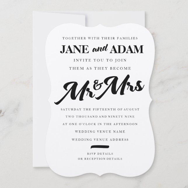 Brush M. & Mme Faire-part de mariage de typographi (Devant)