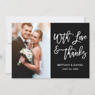 Brush moderne Script Love et Merci Mariage noir