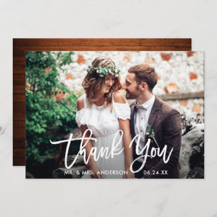 Brush Script Mariage photo Carte de remerciements