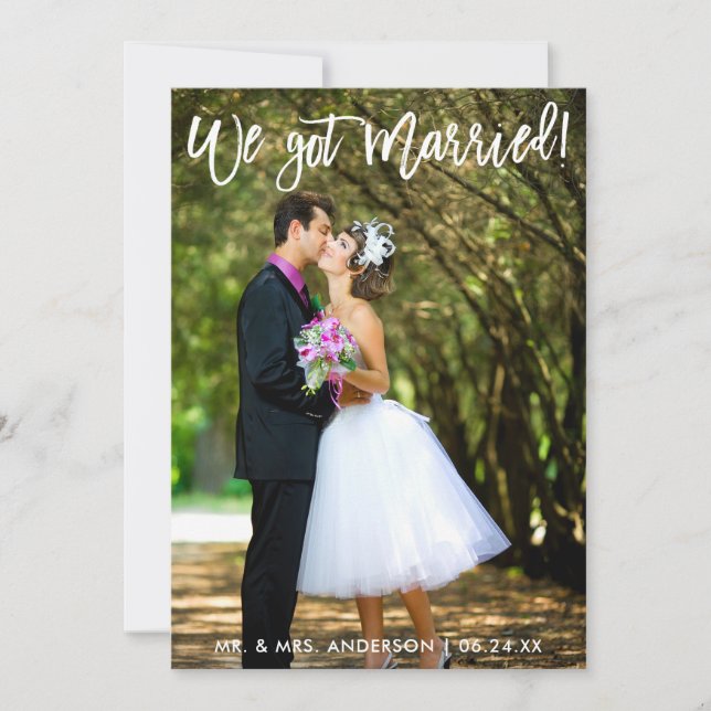 Brush Script Nous Avons Marié Invitation de fête W (Devant)