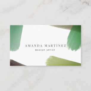 Brush Strokes Moderne Blanc x Carte de visite Vert