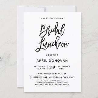 Brush Typographie Déjeuner nuptial Invitation