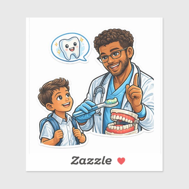 Brush Your Teeth Cute Dentist Sticker 🦷 (Feuille)