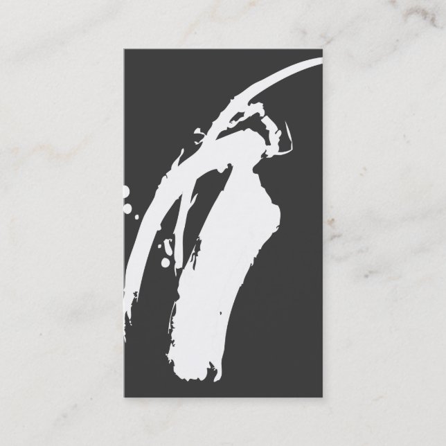BRUSHSTROKE BLANC sur DK GRAY Carte de visite (Devant)