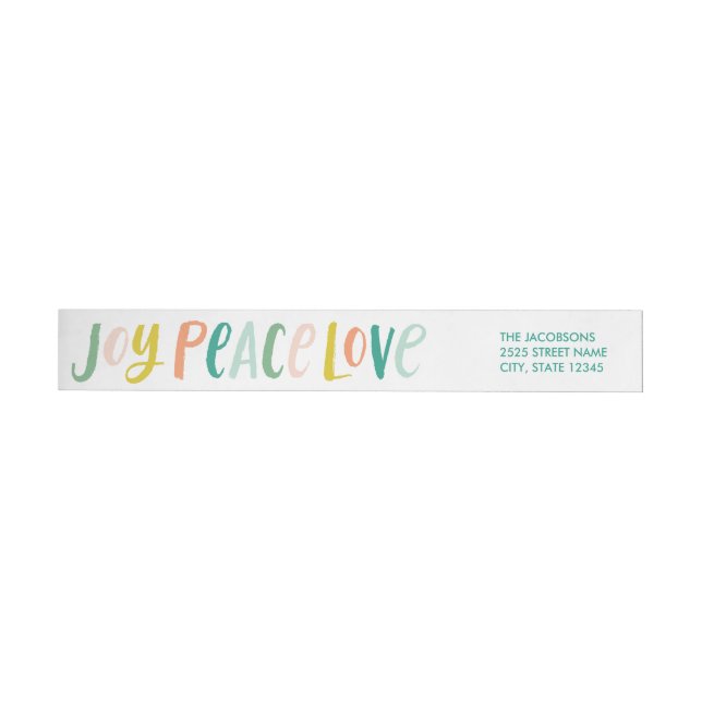 Brushstroke Joy Peace Love Wraparound Étiquette (Individuel)