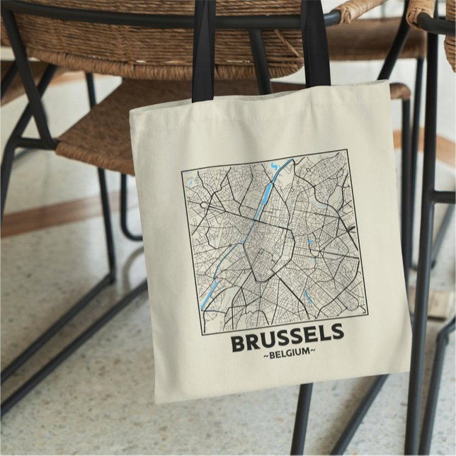Brussels, Belgium City Map Tote Bag (Créateur téléchargé)