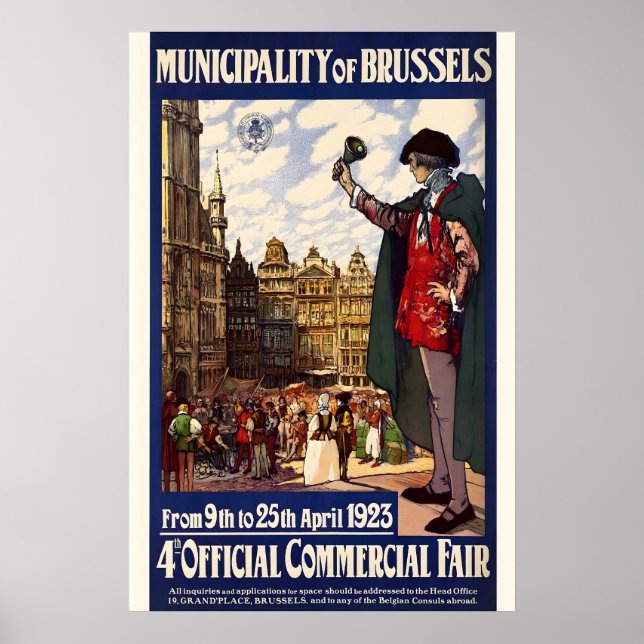 Brussels Belgium Vintage Travel Poster (Devant)