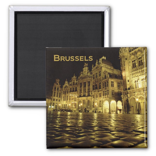 Bruxelles Belgique Souvenir de nuit Aimants frigo (Devant)
