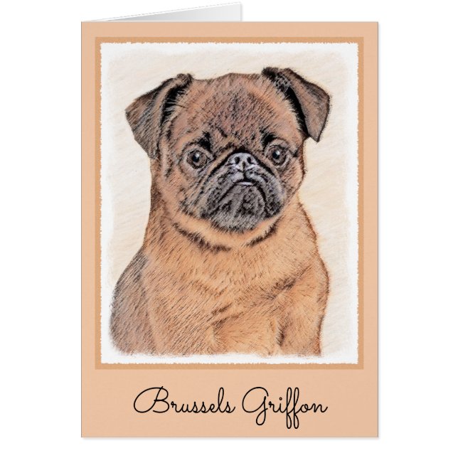Bruxelles Griffon Smooth Painting Original Chien A (Devant)