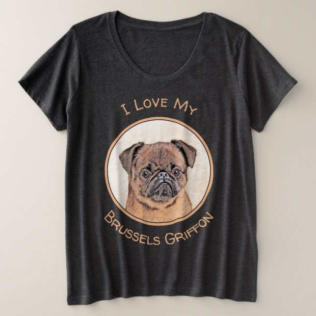 Bruxelles Griffon Smooth Painting Original Chien A (Design devant)