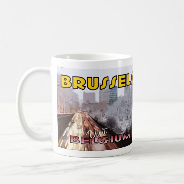 Bruxelles, Visite Belgique Café Mug (Gauche)