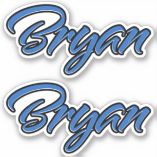 Bryan Name Blue Autocollant Sticker Stickerset