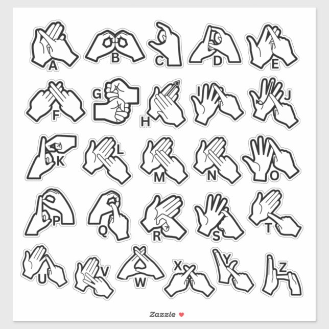 BSL/Auslan Alphabet Sticker – Visual Learning Aid (Feuille)