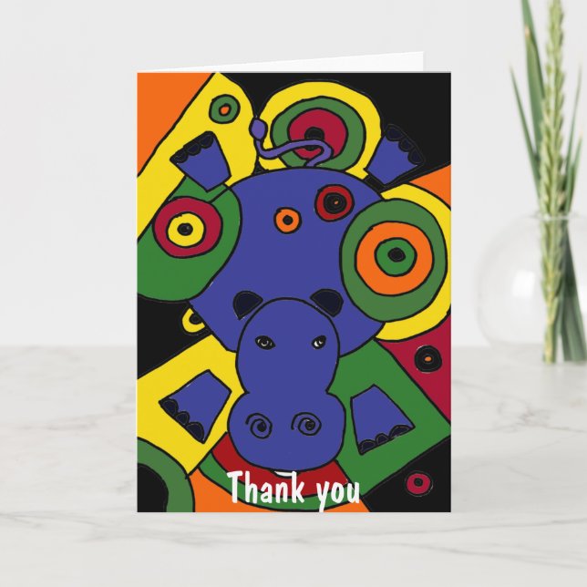 BT - Hippo Carte de remerciements d'art Abstrait (Devant)