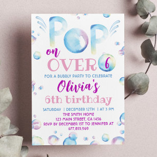 Bubble Anniversaire Fête Invitation Pop sur le des
