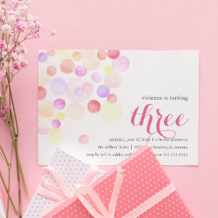 Bubble   Aquarelle Troisième Invitation Anniversai