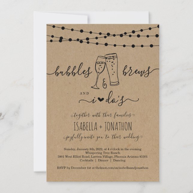 Bubble & Brews And I Do's Faire-part de mariage (Devant)