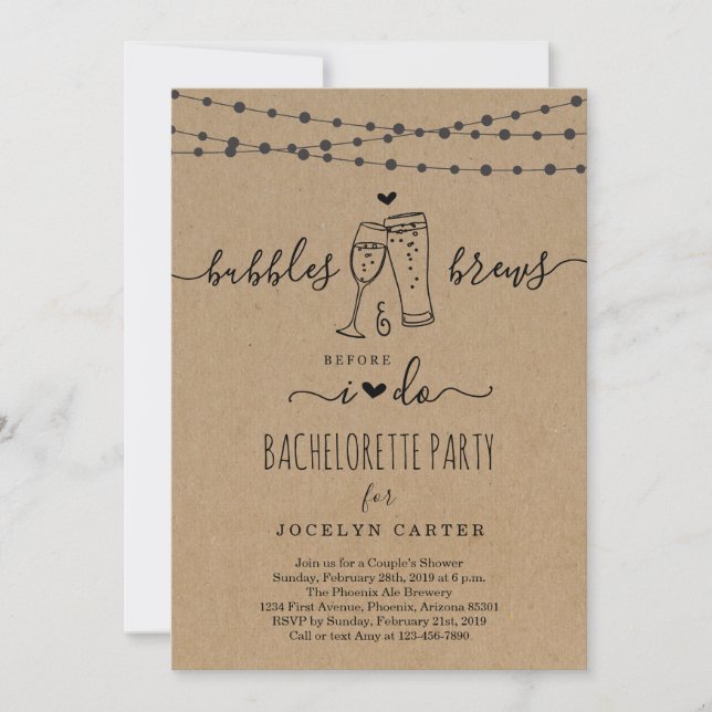 Bubble & Brews Bacherlorette Party Invitation (Devant)