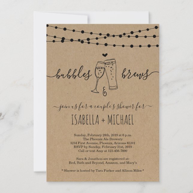 Bubble & Brews Couple's Shower Invitation (Devant)