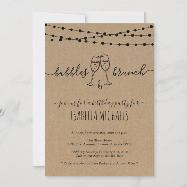 Bubble & Brunch Anniversaire Fête Invitation (Devant)
