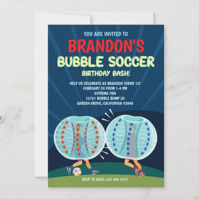 Bubble Football Anniversaire Fête Invitation (Devant)