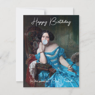 Bubble gum Diva en satin bleu Joyeux anniversaire