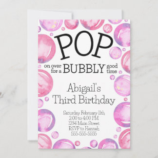 Bubble rose Invitation de fête d'anniversaire