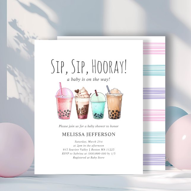 Bubble Tea Boba Baby shower Budget Invitation (Créateur téléchargé)