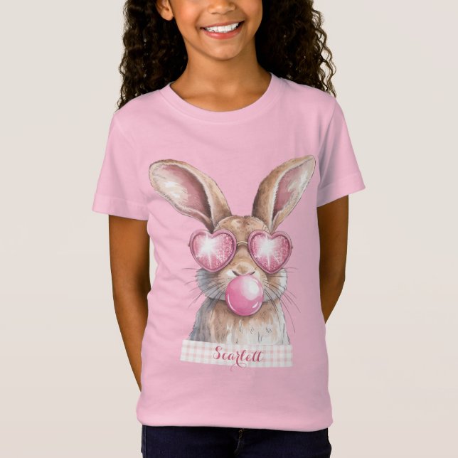 Bubblegum rose Lapin de Pâques T-shirt personnalis (Devant)