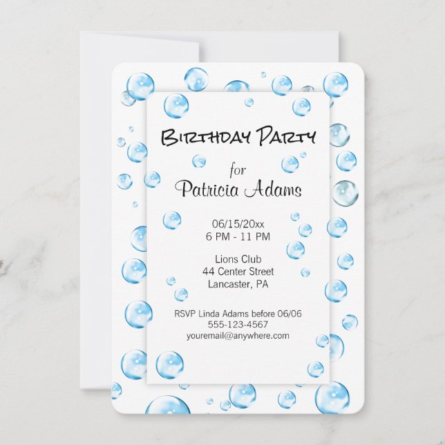 Bubbles Anniversaire Fun Invitation (Devant)