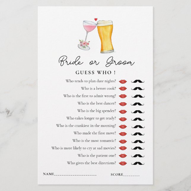 Bubbles & Brew 'Guess Who' Douche jeu (Devant)