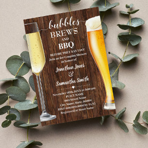 Bubbles Brews & BBQ Western Couples Invitation de
