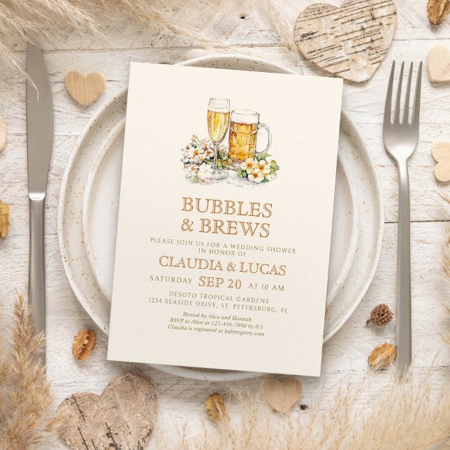 Bubbles Brews Couples Wedding shower Invitation (Créateur téléchargé)