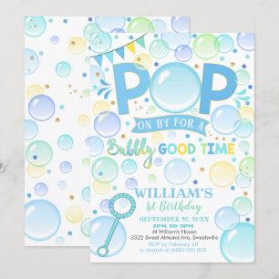 Bubbles de garçon Anniversaire Invitation Pop Anni