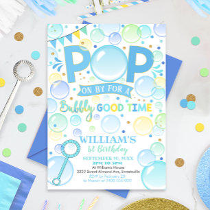 Bubbles de garçon Anniversaire Invitation Pop Anni