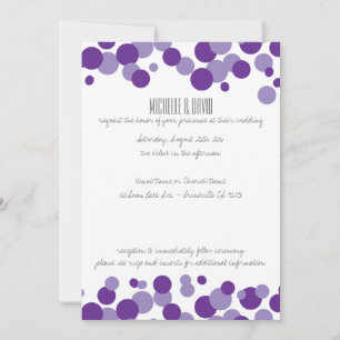 Bubbles pourpres Confetti Invitations de mariage