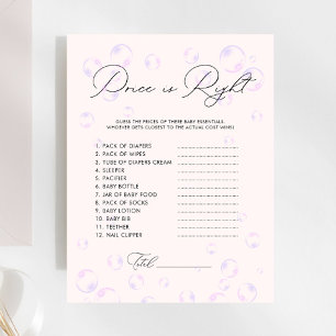 Bubbles Price is Right Boy Baby shower Jeu