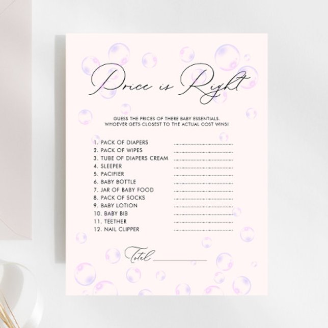 Bubbles Price is Right Boy Baby shower Jeu (Créateur téléchargé)