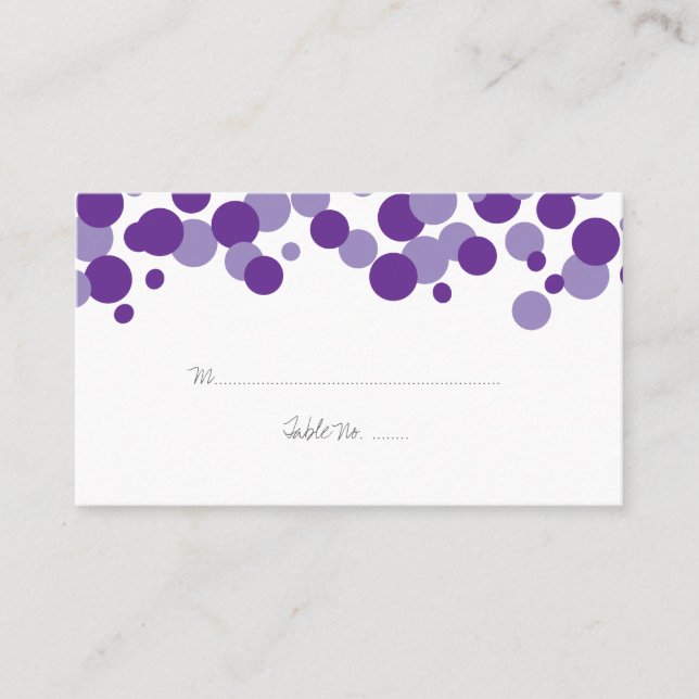 Bubbles violets Motif Mariage Cartes de lieu (Devant)