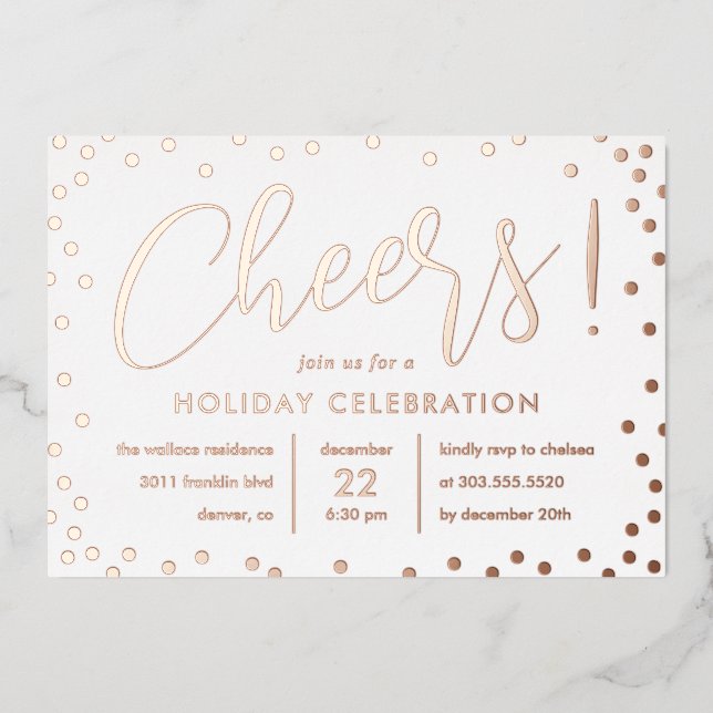 Bubbly Cheer Foil Fête Invitation (Recto)