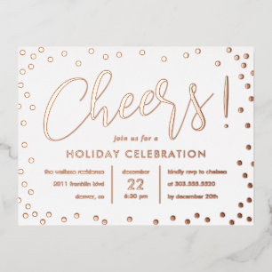 Bubbly Cheer Foil Holiday Invitation Carte postale