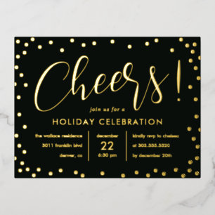 Bubbly Cheer Foil Holiday Invitation Carte postale