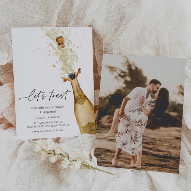 Bubbly Couples Engagement Party Photo Invitation (Créateur téléchargé)