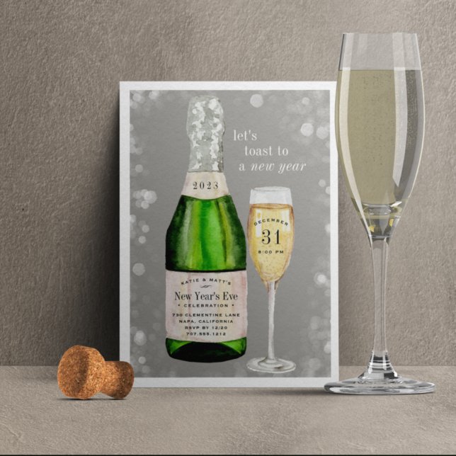 Bubbly Toast | New Year's Eve Party Invitation (Créateur téléchargé)